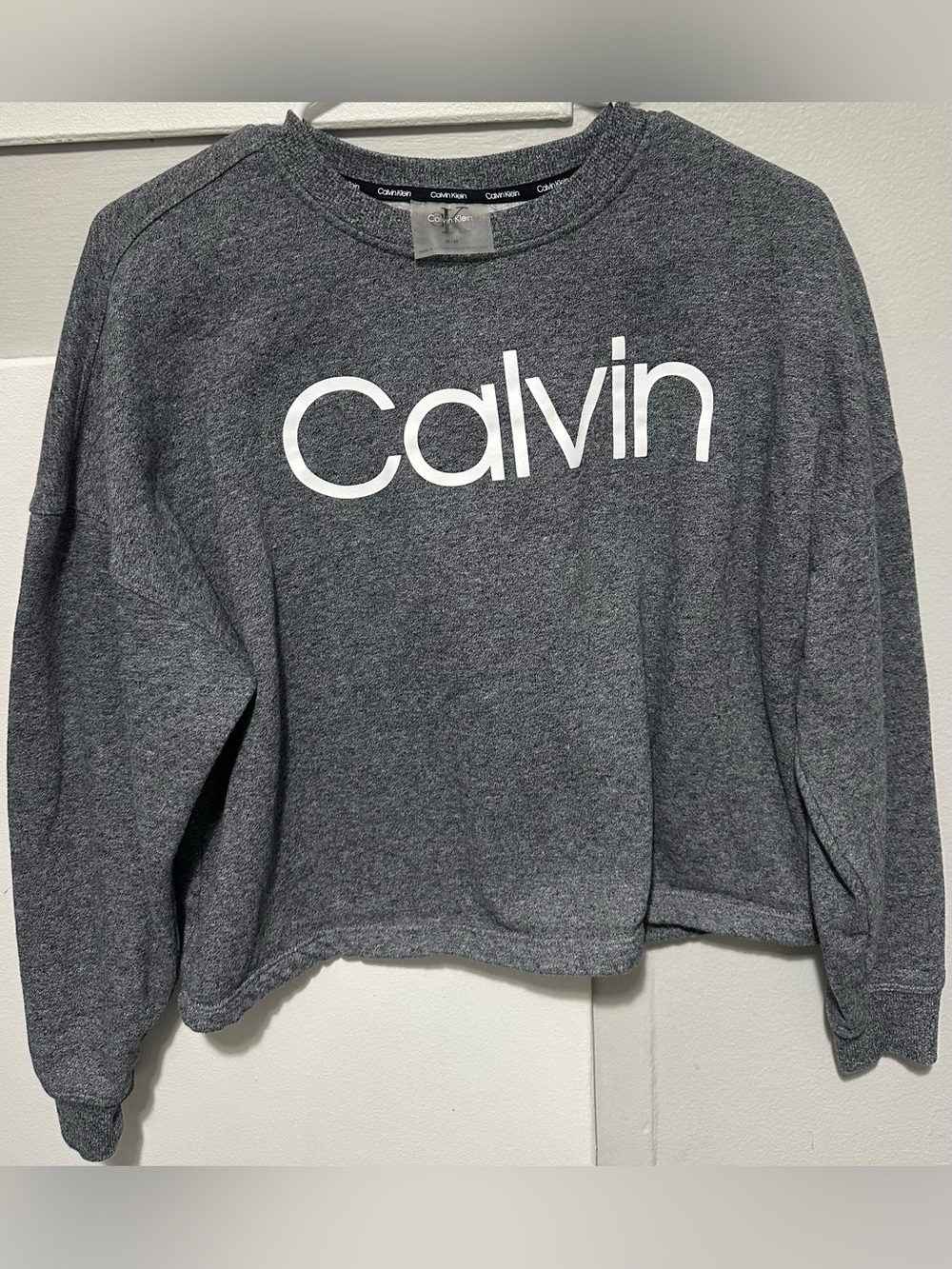 Calvin Klein Dark Gray Logo Cropped Sweatshirt